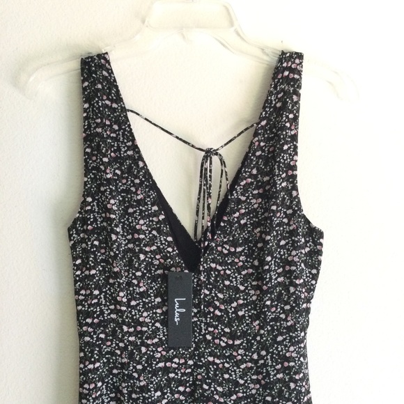 LULU’S NWT Maxi Floral Print V-Neck Dress Black Size Small - Picture 8 of 14